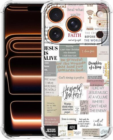 Bible Verses Christian Jesus Quotes Collage Pattern Phone Cover,Trendy Soft TPU Protective Case for iPhone 17 Pro,#5 in Kuwait