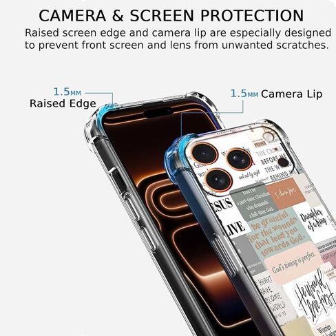Bible Verses Christian Jesus Quotes Collage Pattern Phone Cover,Trendy Soft TPU Protective Case for iPhone 17 Pro,#5 in Kuwait