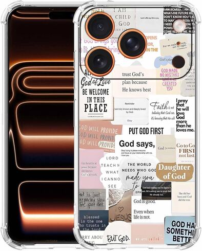 Bible Verses Christian Jesus Quotes Collage Pattern Phone Cover,Trendy Soft TPU Protective Case for iPhone 17 Pro,#5 in Kuwait