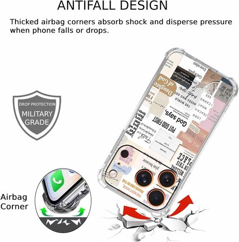 Bible Verses Christian Jesus Quotes Collage Pattern Phone Cover,Trendy Soft TPU Protective Case for iPhone 17 Pro,#5 in Kuwait
