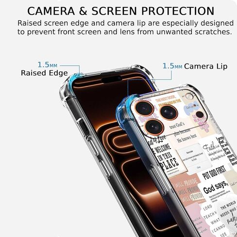 Bible Verses Christian Jesus Quotes Collage Pattern Phone Cover,Trendy Soft TPU Protective Case for iPhone 17 Pro,#5 in Kuwait
