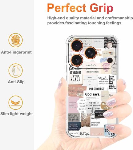Bible Verses Christian Jesus Quotes Collage Pattern Phone Cover,Trendy Soft TPU Protective Case for iPhone 17 Pro,#5 in Kuwait
