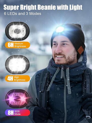 Valentines Day Gifts for Him Boyfriend Husband, Mens Gifts Ideas, LED Beanie with Light for Men, LED Hat with Light Built in USB Rechargeable, Anniversary Birthday Gifts for Men Dad Teen Boys in Saudi Arabia