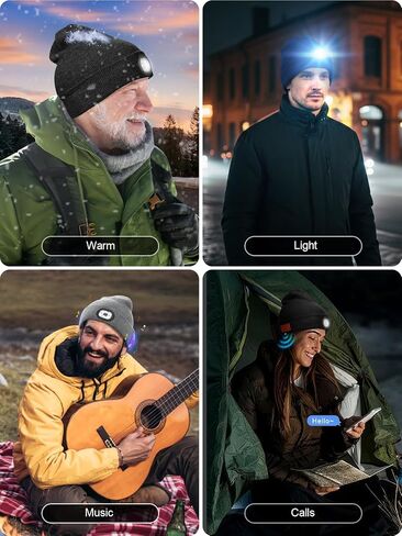 Valentines Day Gifts for Him Boyfriend Husband, Mens Gifts Ideas, LED Beanie with Light for Men, LED Hat with Light Built in USB Rechargeable, Anniversary Birthday Gifts for Men Dad Teen Boys in Saudi Arabia