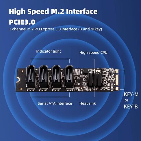 بطاقة محول M.2 ASM1166 M Key B Key PCI E 3.0 NVME بطاقة توسيع مع مؤشر ذكي يدعم سطح المكتب SSD وHDD العادي، لنظام التشغيل OS X، in Saudi Arabia
