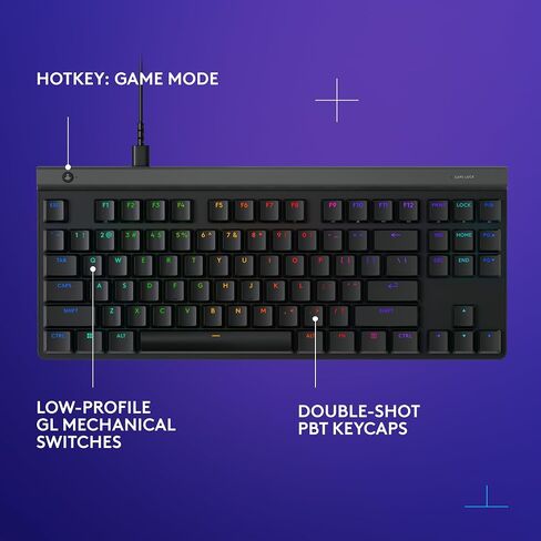 لوحة مفاتيح ألعاب سلكية منخفضة المستوى من لوجيتك G515 TKL، RGB قابلة للتخصيص بالكامل، أغطية مفاتيح PBT مزدوجة اللقطة، مفاتيح لمسية/بنية - أسود (متجدد) in Kuwait