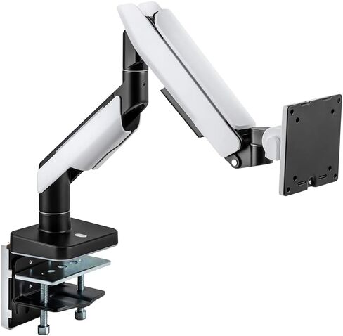 POUT E19 Heavy-Duty Ultrawide Monitor Arm – Adjustable Steel Desk Mount for 17’’-49’’ Displays, Supports 5-44lbs, Full Motion Tilt & Swivel (White/Black, Single) in Kuwait