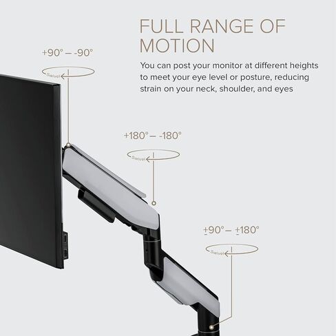 POUT E19 Heavy-Duty Ultrawide Monitor Arm – Adjustable Steel Desk Mount for 17’’-49’’ Displays, Supports 5-44lbs, Full Motion Tilt & Swivel (White/Black, Single) in Kuwait