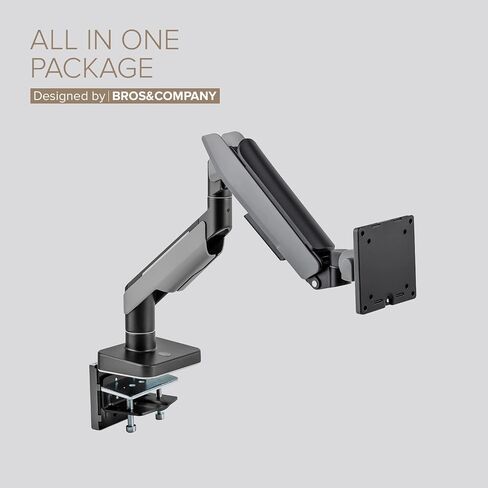 POUT E19 Heavy-Duty Ultrawide Monitor Arm – Adjustable Steel Desk Mount for 17’’-49’’ Displays, Supports 5-44lbs, Full Motion Tilt & Swivel (White/Black, Single) in Kuwait