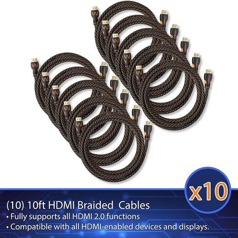 كابل HDMI عالي السرعة 10 أقدام 4K - 18 جيجابت في الثانية HDMI 2.0 (4K @ 60 هرتز HDR UHD 4:4:4 Chroma) - إيثرنت - رأس القفل - لون عميق فائق الدقة مع ARC، ثلاثي الأبعاد، HDCP 2.2، 28AWG، مطلي بالذهب in Saudi Arabia