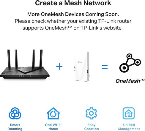 مجموعة من راوتر TP-Link AX1800 WiFi 6 (Archer AX21) + معزز الإنترنت AX1800 WiFi 6، متوافق مع OneMesh (RE600X)، شبكة WiFi سلسة OneMesh in Saudi Arabia