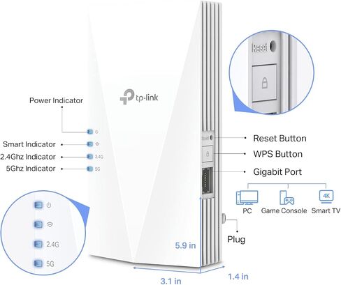 مجموعة من راوتر TP-Link AX1800 WiFi 6 (Archer AX21) + معزز الإنترنت AX1800 WiFi 6، متوافق مع OneMesh (RE600X)، شبكة WiFi سلسة OneMesh in Saudi Arabia