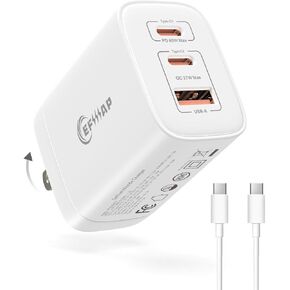 65W USB C Wall Charger Block, 3-Port Foldable Type c Fast Charging for MacBook, iPhone, Samsung, iPad, AirPods & More (1Pack with Cable) in Kuwait