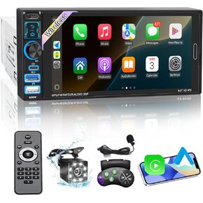 Wireless Single Din Car Stereo Apple Carplay & Android Auto,6.9 Inch IPS Touch Screen Car Stereo With Bluetooth,Waterproof Backup Camera,FM Car Radio, Handsfree,MirrorLink,Navigation,USB/Type-C,SWC,EQ in Kuwait