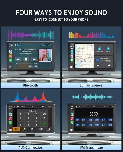 شاشة CarPlay مقاس 9 بوصات للسيارة، جهاز لوحي للسيارة بكاميرا داش 4K لأجهزة Apple Android Auto، وكاميرا احتياطية خلفية بدقة 1080 بكسل، وشاشة تحكم صوتي محمولة تعمل باللمس للملاحة GPS، وبلوتوث، ومرآة، وشاحنة in Kuwait