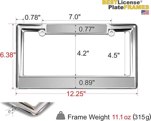 Heavy Duty Chrome Metal Personalized with Custom Text Design Laser Engraved Standard Size - Car/Automobile License Plate Frame with Free caps - Silver/Black (Qty: 1 Frame) in Saudi Arabia