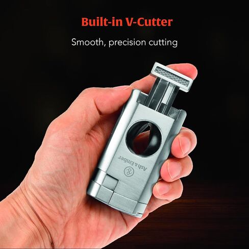 Ash & Ember “Spirit" Lighter – Premium Torch Lighter with Adjustable Triple Flame, Butane Refillable Design, Windproof, Built-in V-Cutter, Ergonomic Grip, Compact Design, Gift Box in Saudi Arabia