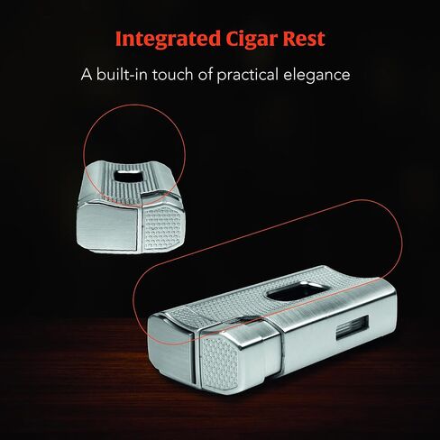Ash & Ember “Spirit" Lighter – Premium Torch Lighter with Adjustable Triple Flame, Butane Refillable Design, Windproof, Built-in V-Cutter, Ergonomic Grip, Compact Design, Gift Box in Saudi Arabia