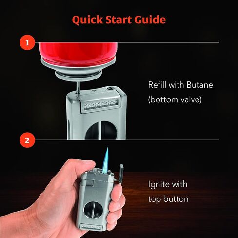 Ash & Ember “Spirit" Lighter – Premium Torch Lighter with Adjustable Triple Flame, Butane Refillable Design, Windproof, Built-in V-Cutter, Ergonomic Grip, Compact Design, Gift Box in Saudi Arabia