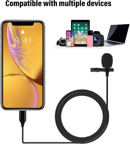 ميكروفون USB C Lavalier، ميكروفون على شكل طية صدر السترة مع شريحة لتقليل الضوضاء، ميكروفون محمول للمقابلة للبث المباشر، مع موصل من النوع C in Saudi Arabia