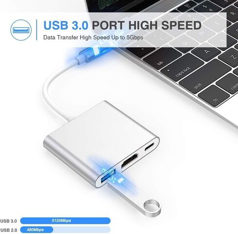 USB C to HDMI Adapter, Type-c 3 in 1 hub to 4K HDMI USB3.0 & 100W PD for USB Drives Reading & Multimedia Projection,Compatible for MacBook,iPad,Tablets & Other USB-C Devices in Saudi Arabia