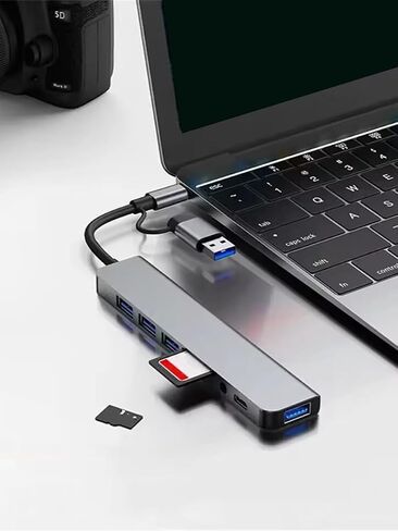 USB C Hub USB Splitter 8-in-1 USB Extender, USBC to HDTV Adapter 4K@60Hz, 1×USB-C 3.2, 3×USB A Data Transfer, Type C Multiport Splitter with SD/TF Card Reader, for Laptop, PC, Desktop, iPad Pro in Kuwait