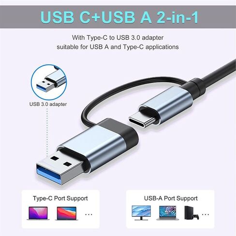 USB C Hub USB Splitter 8-in-1 USB Extender, USBC to HDTV Adapter 4K@60Hz, 1×USB-C 3.2, 3×USB A Data Transfer, Type C Multiport Splitter with SD/TF Card Reader, for Laptop, PC, Desktop, iPad Pro in Kuwait