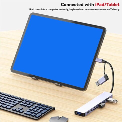 USB C Hub USB Splitter 8-in-1 USB Extender, USBC to HDTV Adapter 4K@60Hz, 1×USB-C 3.2, 3×USB A Data Transfer, Type C Multiport Splitter with SD/TF Card Reader, for Laptop, PC, Desktop, iPad Pro in Kuwait