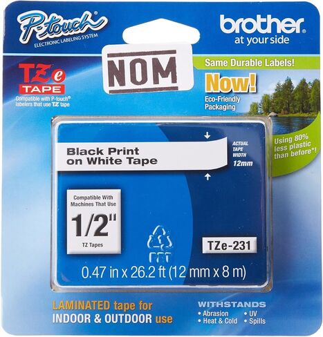 Brother Laminated Black on White Tape (TZe231) (3 Pack) in Saudi Arabia