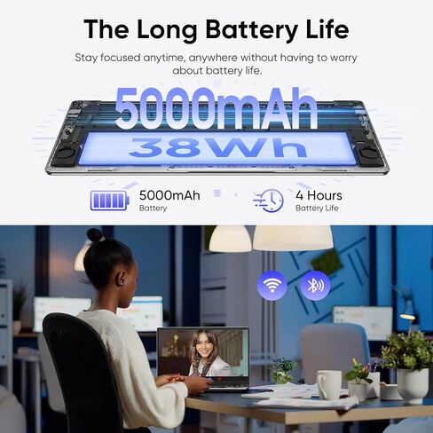15.6" Laptop, 8GB RAM 256GB Storage, Celeron N4000 (up to 2.6GHz) 100% sRGB Screen, MS Office 2024, Win11 Pro Notebook Computer, Dual Band Wi-Fi, BT4.2, USB-A, Long Battery Life, Silver in Saudi Arabia