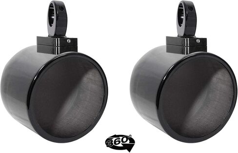 حزمة Rockville MAC90B: زوج MAC90B 8 بوصات من الألومنيوم الأسود لحاويات مكبر الصوت على شكل برج Wakeboard، زوج MAC360B 360 درجة برج دوار/مشابك تثبيت على السطح، سلك داخليًا، عنصران in Saudi Arabia