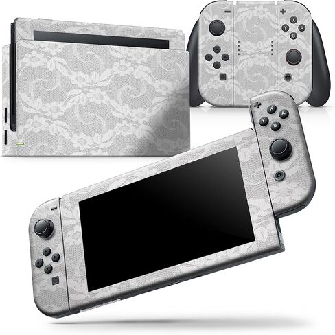 Design Skinz - متوافق مع Nintendo DSi XL - غطاء حماية من الفينيل مقاوم للخدش وقابل للإزالة - دانتيل زهور بيضاء in Saudi Arabia