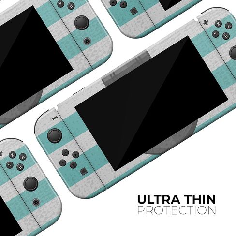 Design Skinz - Compatible with Nintendo DSi XL - Skin Decal Protective Scratch-Resistant Removable Vinyl Wrap Cover - Teal Stripes with Gray Nautical Anchor in Saudi Arabia