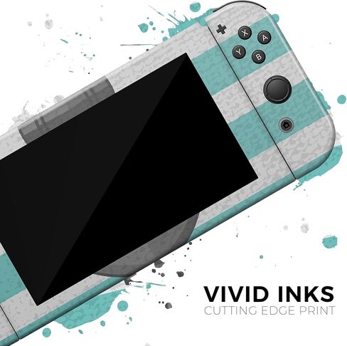 Design Skinz - Compatible with Nintendo DSi XL - Skin Decal Protective Scratch-Resistant Removable Vinyl Wrap Cover - Teal Stripes with Gray Nautical Anchor in Saudi Arabia
