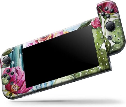 Design Skinz - متوافق مع Nintendo Switch Joy-Con فقط - غطاء حماية من الفينيل قابل للإزالة ومقاوم للخدش - أزهار الصبار المائية العتيقة in Kuwait