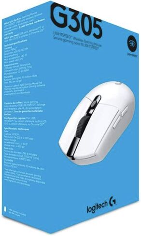 ماوس الألعاب اللاسلكي Logitech G305 Lightspeed، مستشعر HERO، 12000 نقطة لكل بوصة، خفيف الوزن، 6 أزرار قابلة للبرمجة، عمر بطارية 250 ساعة، ذاكرة داخلية، متوافق مع جهاز الكمبيوتر/Mac - أبيض (متجدد) in Kuwait