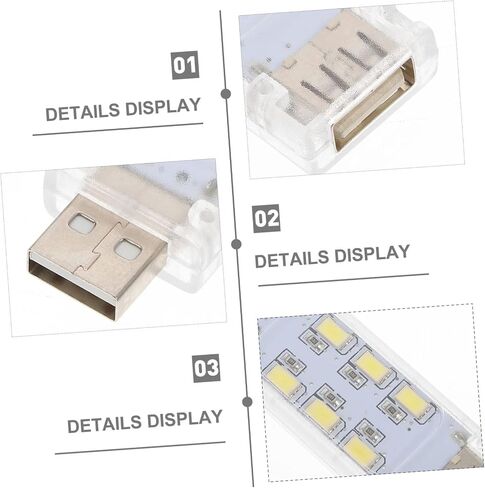 2 قطعة USB LED مصباح كمبيوتر محمول قابل لإعادة الشحن ضوء ليلي للقراءة والدراسة والسفر ضوء LED محمول للمنزل والمكتب والتخييم مريح للحظة in Kuwait