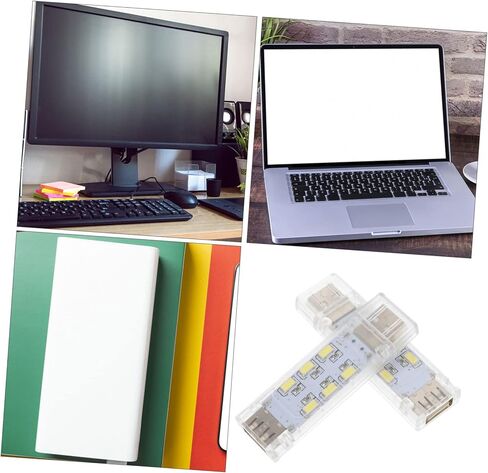 2 قطعة USB LED مصباح كمبيوتر محمول قابل لإعادة الشحن ضوء ليلي للقراءة والدراسة والسفر ضوء LED محمول للمنزل والمكتب والتخييم مريح للحظة in Kuwait