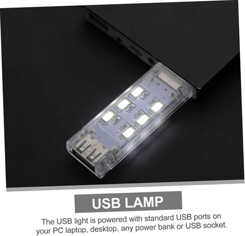 2 قطعة USB LED مصباح كمبيوتر محمول قابل لإعادة الشحن ضوء ليلي للقراءة والدراسة والسفر ضوء LED محمول للمنزل والمكتب والتخييم مريح للحظة in Kuwait