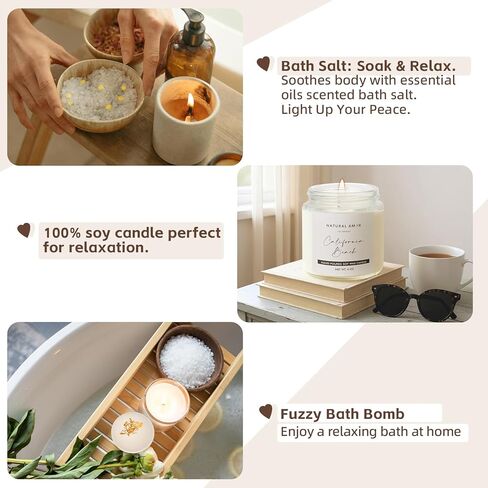 Natural Amor Handmade Spa Gift Set, Relaxing 5pcs Self Handmade Skin Care Sets Gift Package for Women, Birthday Gift, Natural Gift Idea,Spa Gifts for Women in Kuwait