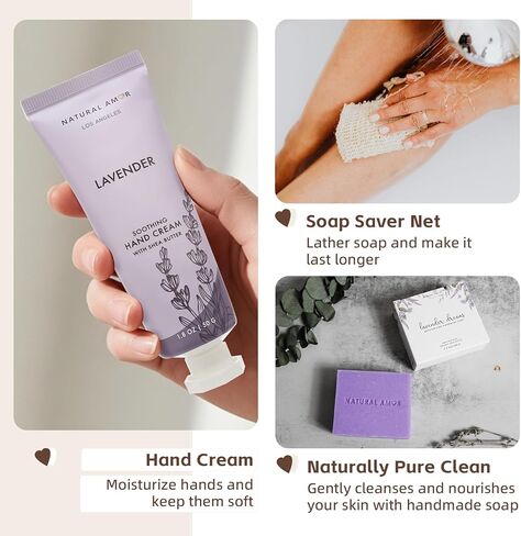 Natural Amor Handmade Spa Gift Set, Relaxing 5pcs Self Handmade Skin Care Sets Gift Package for Women, Birthday Gift, Natural Gift Idea,Spa Gifts for Women in Kuwait