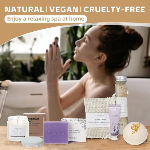 Natural Amor Handmade Spa Gift Set, Relaxing 5pcs Self Handmade Skin Care Sets Gift Package for Women, Birthday Gift, Natural Gift Idea,Spa Gifts for Women in Kuwait