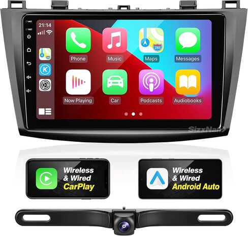 for Mazda 3 Radio Upgrade Compatible with Wireless Carplay Android Auto,Car Stereo Touchscreen Bluetooth Navigation GPS WiFi FM/AM Backup Camera 8-core Head Unit (2010-2013) in Kuwait