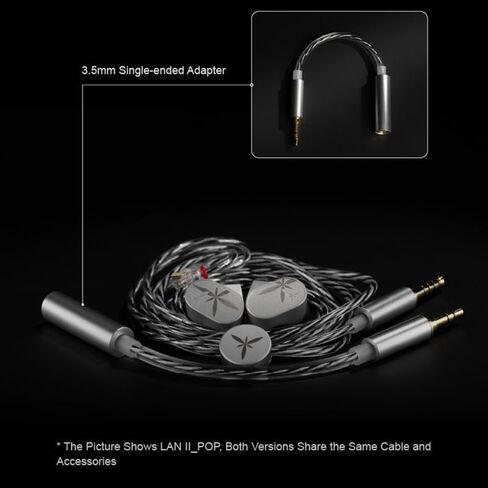 سماعة أذن Moondrop LAN ll مقاس 4.4 مم ومقبس 3.5 مم وكابل قابل للتبديل 0.78 مم وسماعات رأس سلكية HiFi داخل الأذن بتجويف مزدوج 10 مم (LAN II POP) in Kuwait