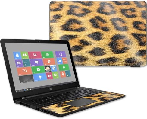 MightySkins Glossy Glitter Skin for HP 15t Laptop 15.6" (2017) - Cheetah | Protective, Durable High-Gloss Glitter Finish | Easy to Apply, Remove, and Change Styles | Made in The USA in Saudi Arabia