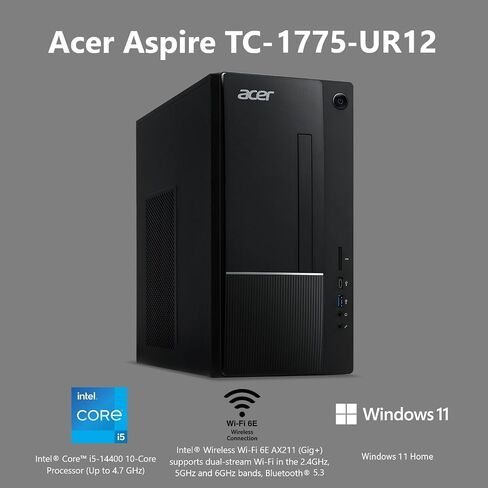 Acer Aspire XC-1780-UA93 Desktop – Intel Core i7-14700 20-Core Processor (Up to 5.4GHz) 16GB 3200MHz DDR4 RAM 512GB PCIe Gen 4 SSD SD Card Reader Intel Wi-Fi 6E AX211 Windows 11 Professional (Renewed) in Saudi Arabia