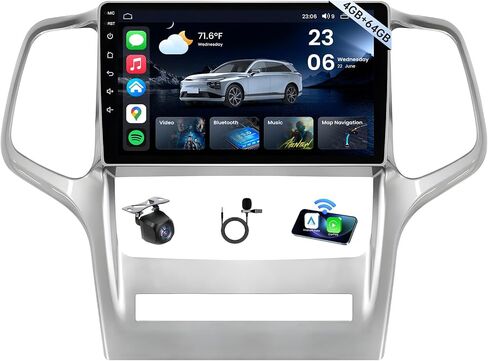 8 Core 4+64GB Car Radio for Jeep Grand Cherokee 2011 2012 2013 WK2: Android 13 Car Stereo Carplay Android Auto, 9" HD Touch Screen, 5G WiFi, GPS Navigation, with Backup Camera, DSP FM/AM Radio, SWC in Kuwait