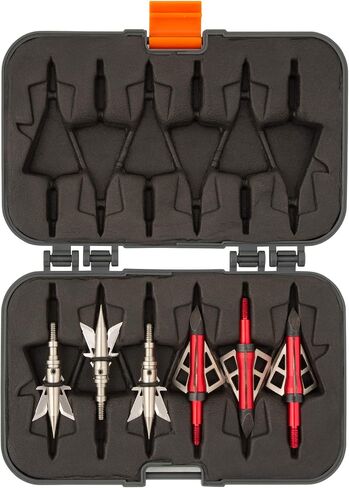 Allen Company Titan Broadhead Box & Caddy - Holds 6 Broadheads with Closed Width Up to 1-3/8" - Outdoor Storage for Bow, Compound Bow, Crossbow Accessories - Gray/Orange in Saudi Arabia