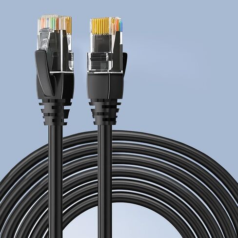 Cat 6 Ethernet Cable - Flat LAN Wire for Indoor Outdoor Use, Supports 10Gbps Speed, Compatible with Router, Modem, Switch, Gaming Console, Streaming Device, 30FT, Black in Saudi Arabia
