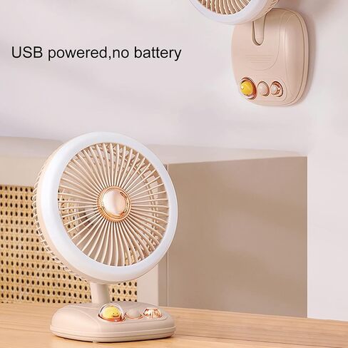 مروحة طاولة قابلة للطي للشحن عبر USB معلقة على الحائط - سقف مع ضوء LED 3 سرعات قابلة للتعديل لغرفة المنزل وسطح المكتب القابل للطي in Kuwait